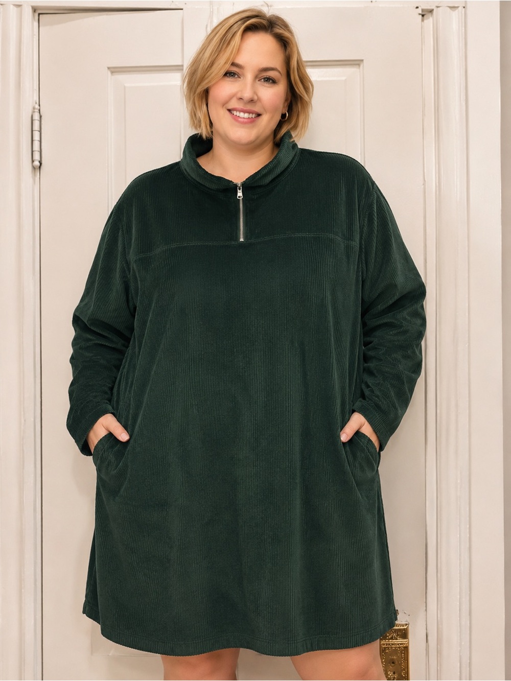 AnyBody Ribbed Velour Zip Front Tunic.